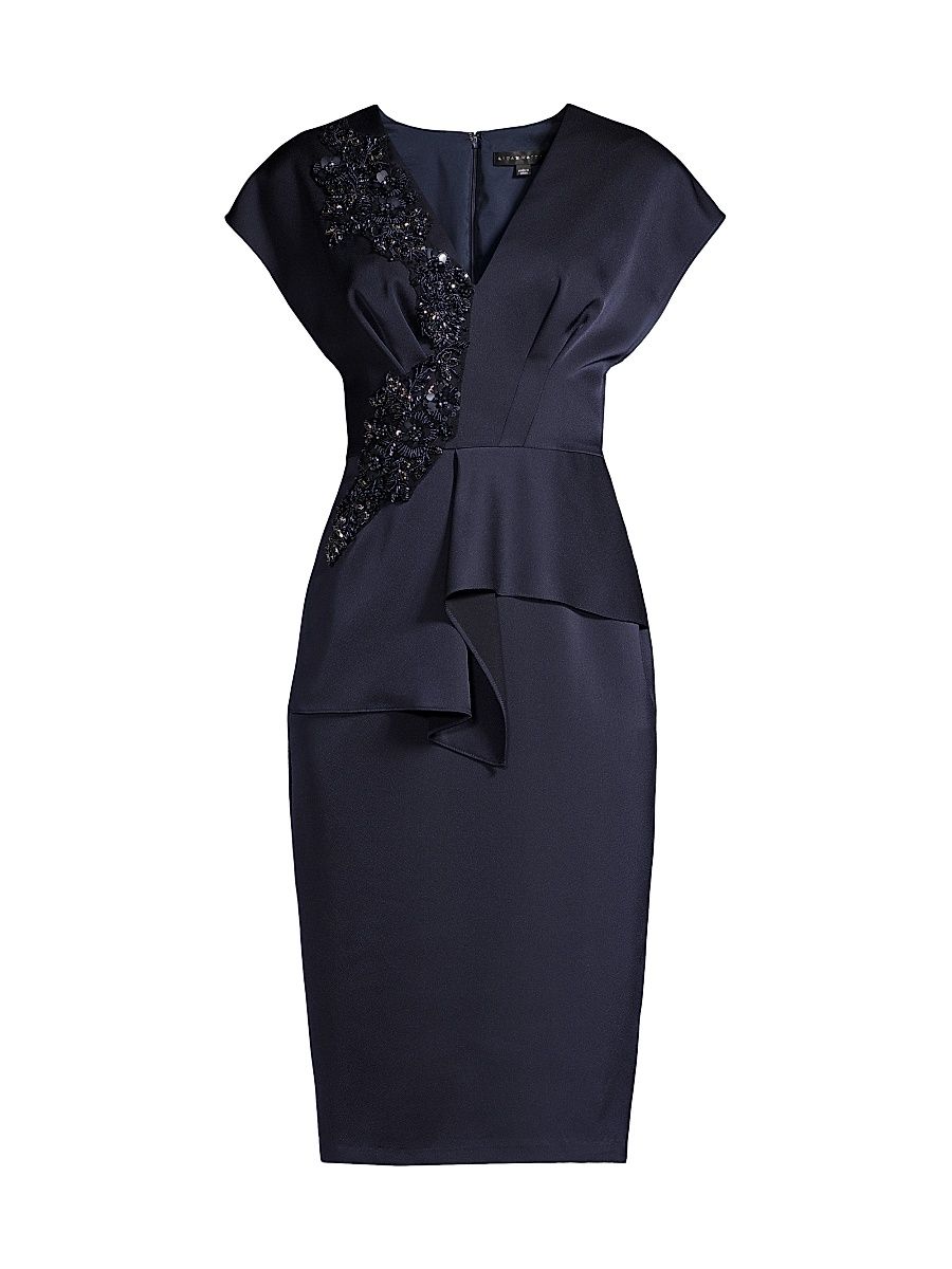 Women's V-Neck Cocktail Dress - Navy - Size 4