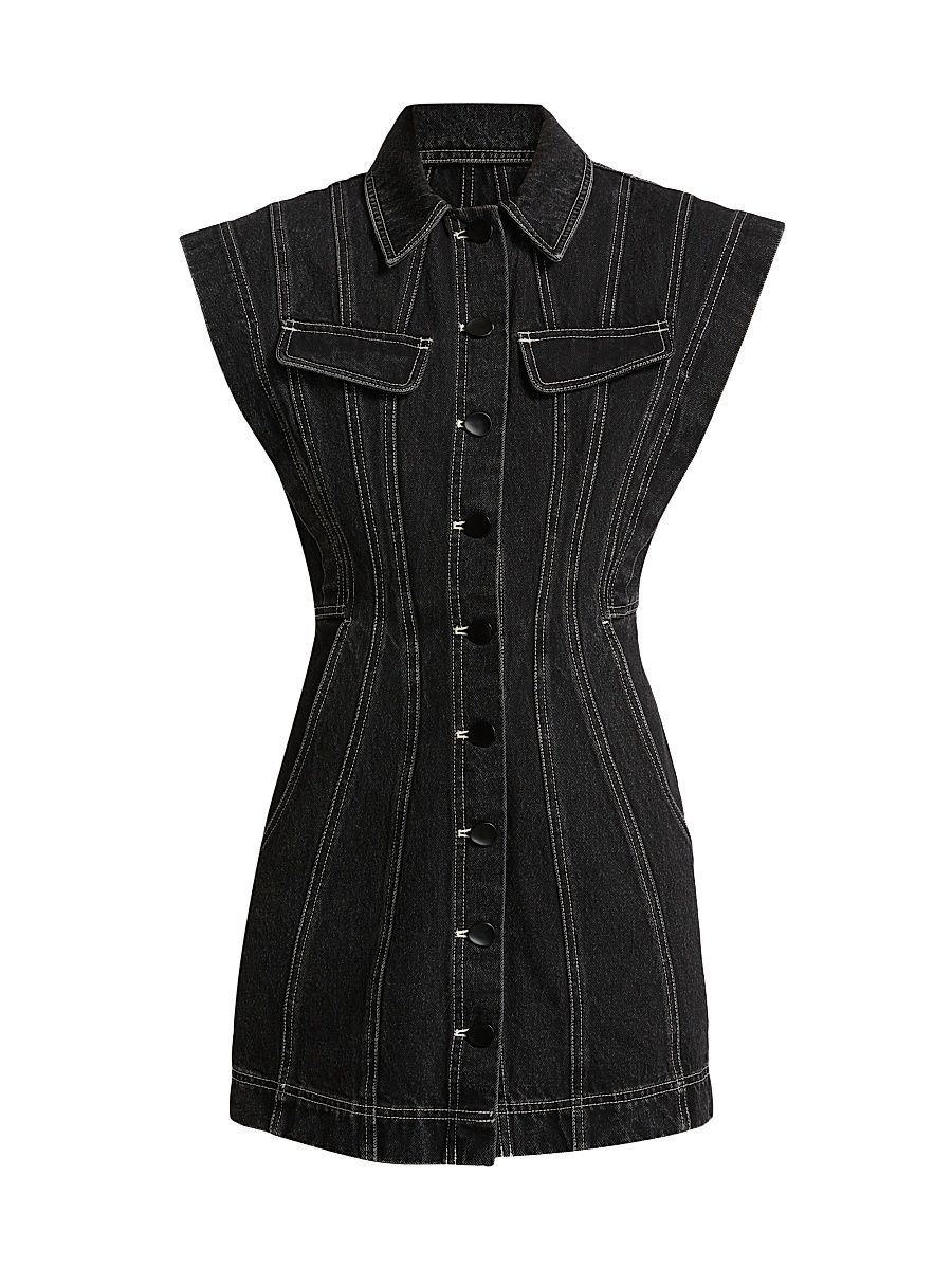 Women's Eagleton Denim Sleeveless Minidress - Black - Size 10