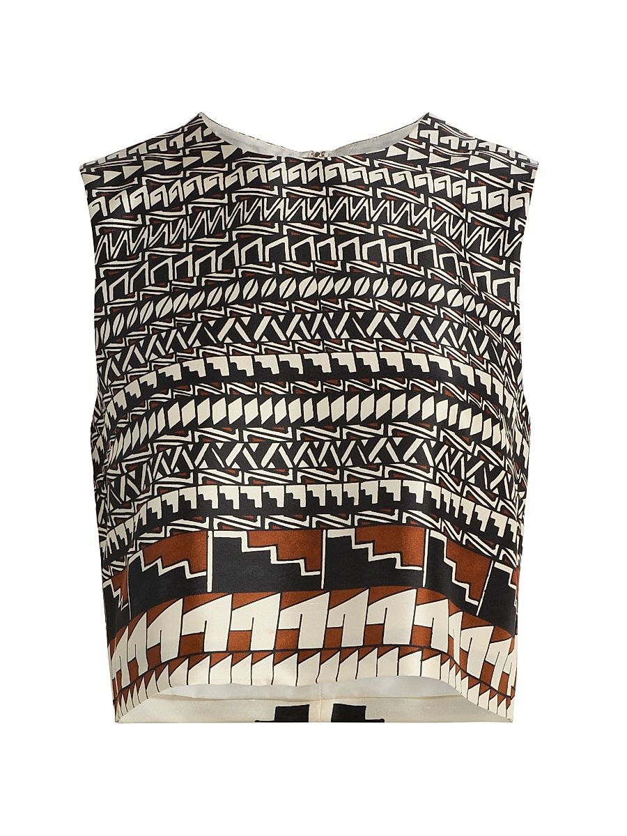 Women's Heirlome x Alex Jurado Geometric Silk Crop Top - A Jurado Print - Size XL