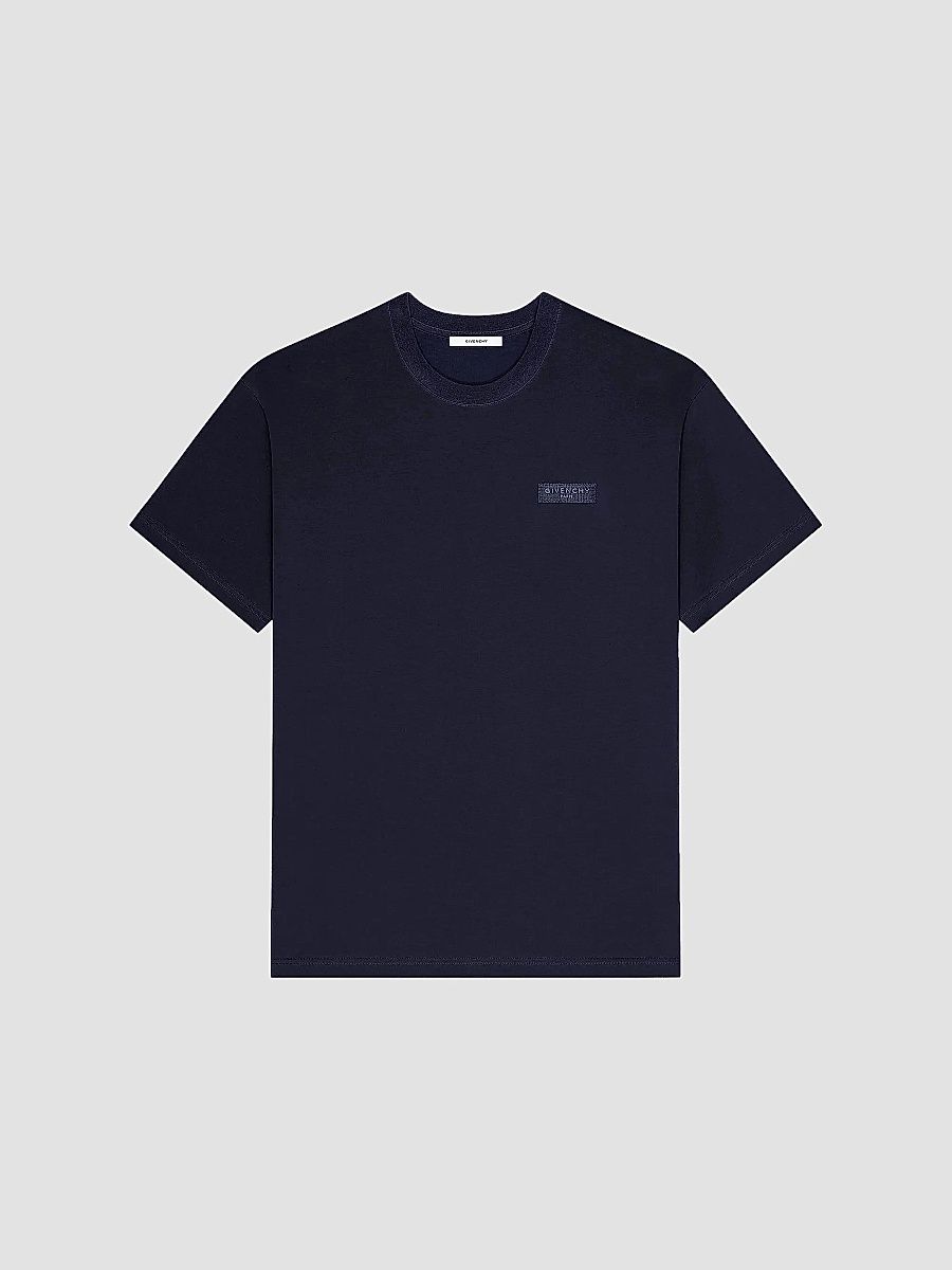 Givenchy Men's T-Shirt in Cotton with Paris Gros Grain - Light Blue - Size XXL