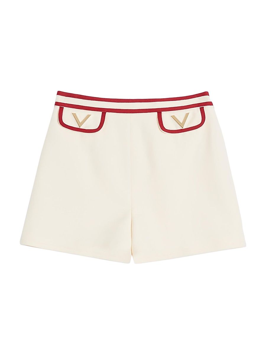 Women's Crepe Couture Shorts - Ivory Red - Size 10