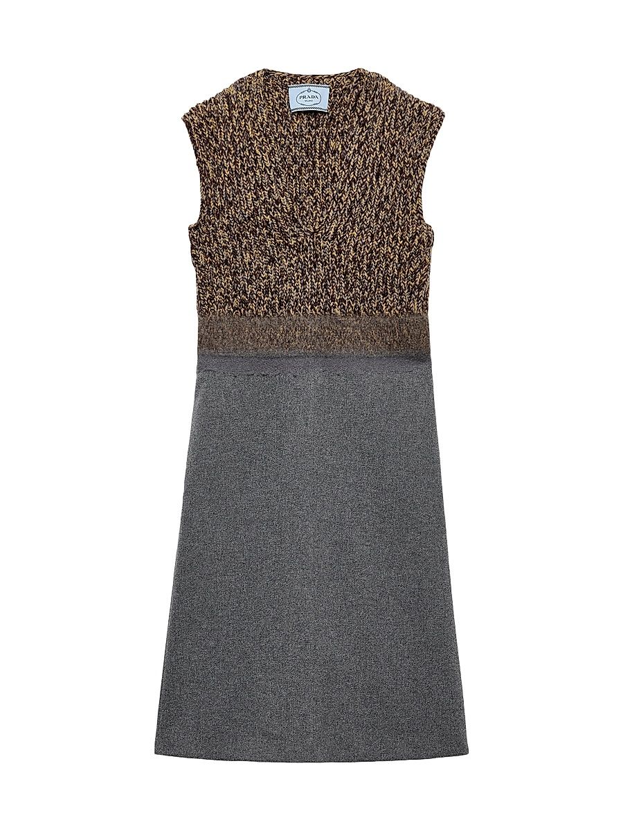 Women's Shetland Wool and Cashmere V-Neck Dress - Grey - Size 6