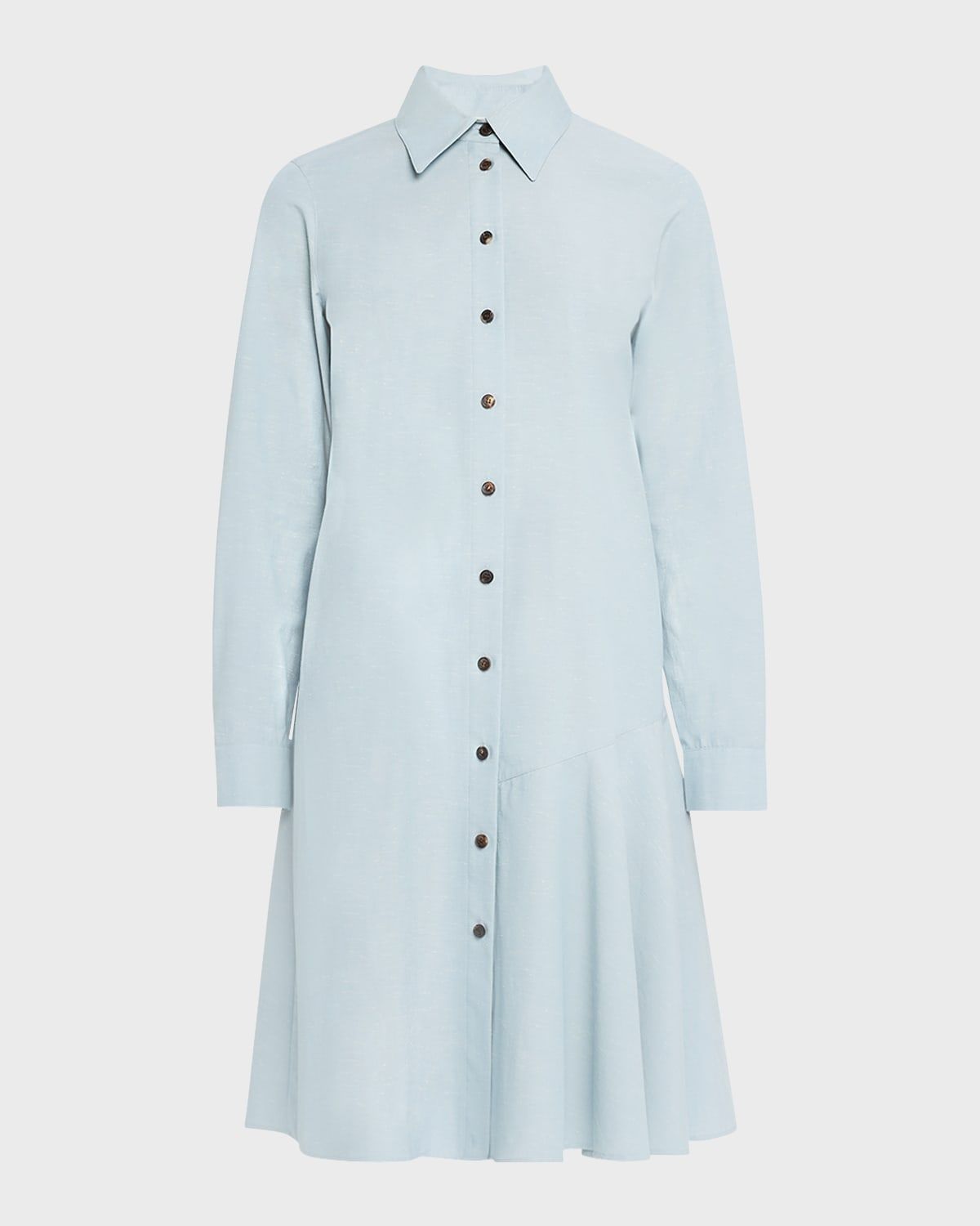 Flounce Cotton Shirtdress