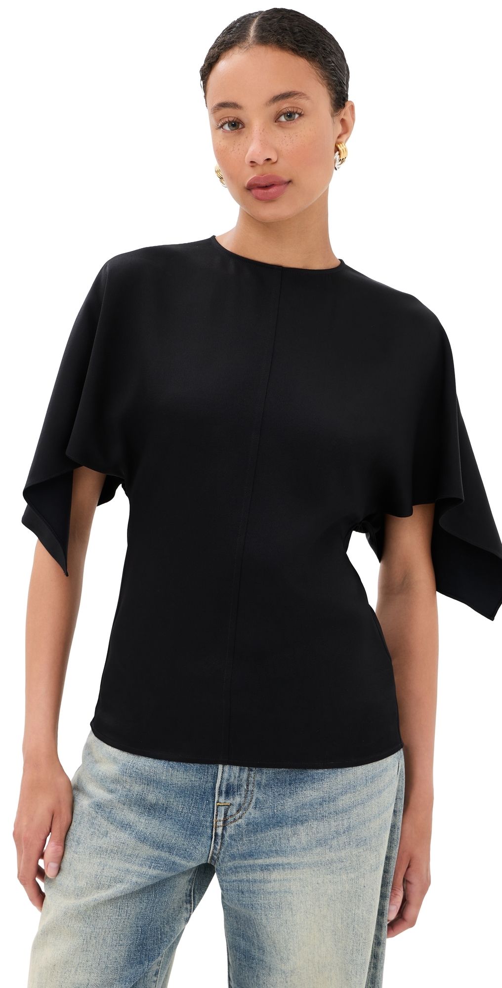 Stella McCartney Handkerchief Satin Top Black 36