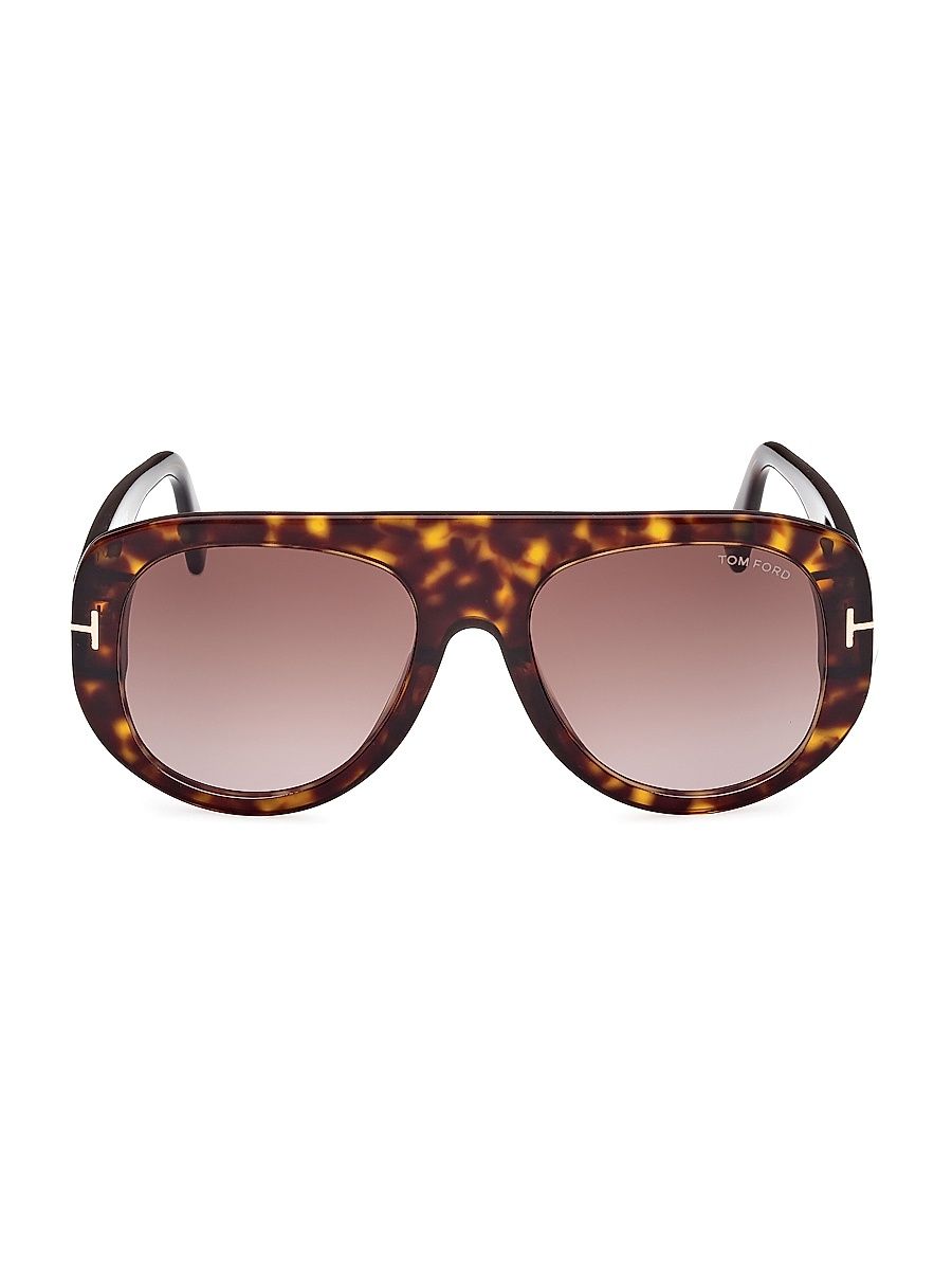 Men's Cecil 55MM Pilot Sunglasses - Dark Havana Bordeaux