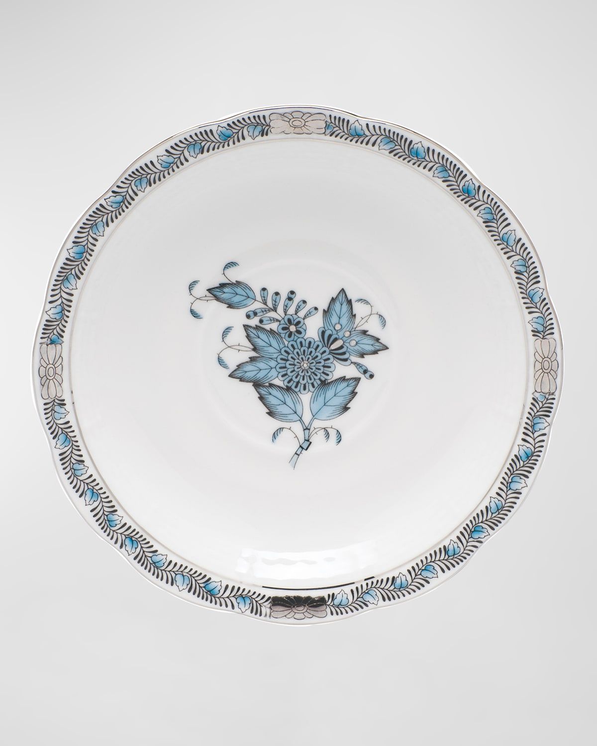 Chinese Bouquet Turquoise & Platinum Tea Saucer