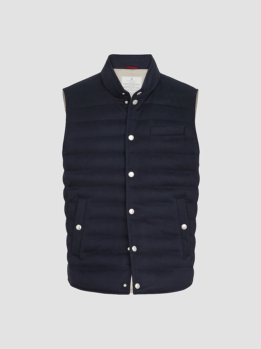 Men's Lightweight Cashmere Flannel Down Vest - Dark Grey - Size Small