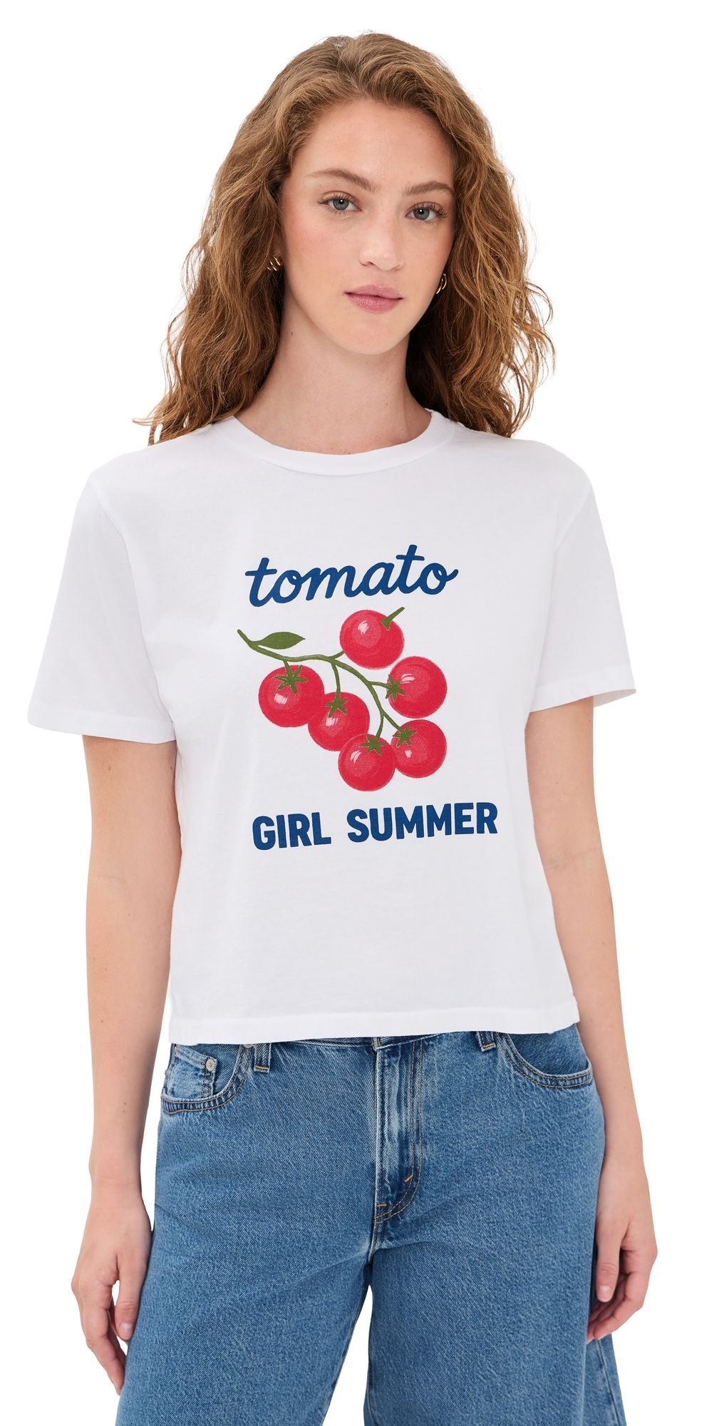 Sunny Somewhere Tomato Girl Summer Everyday Tee White S