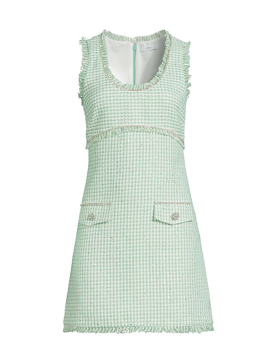Women's Camden Gingham Tweed Minidress - Seafoam Multi - Size 4