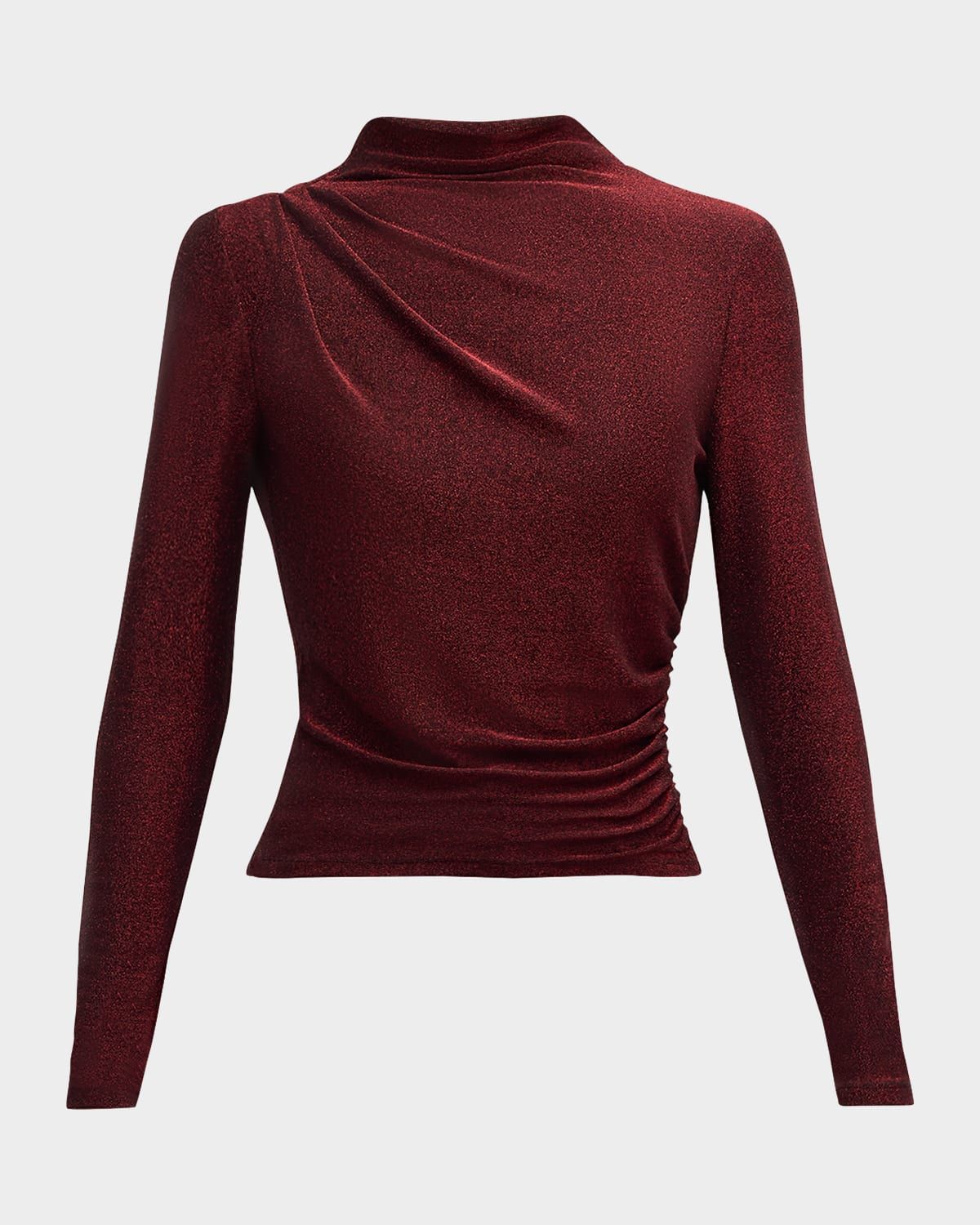 Mylie Sparkly Gathered High-Neck Top