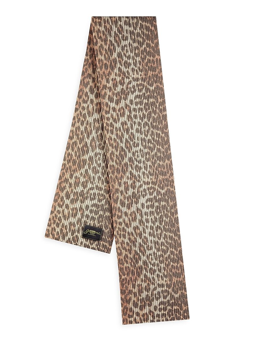 Women's Leopard Print Wool-Blend Scarf - Leopard