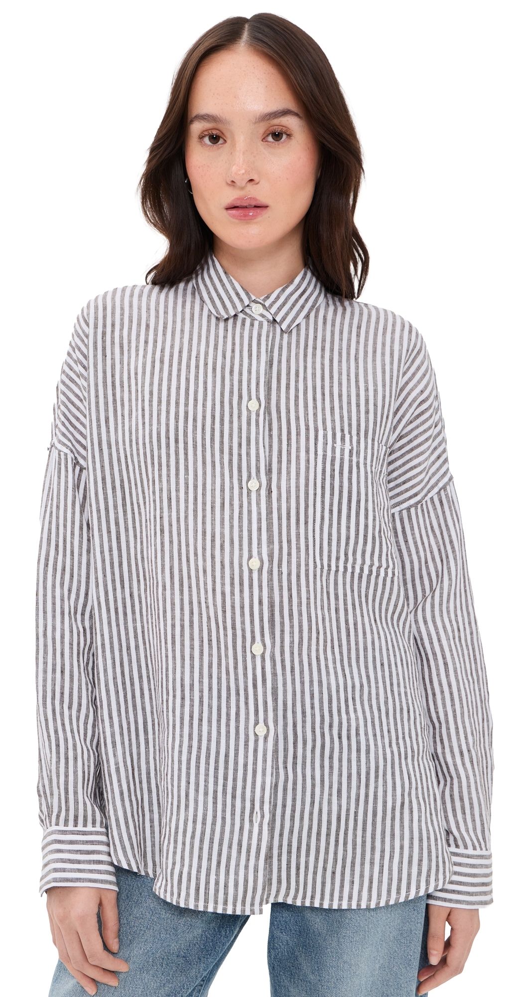 Alex Mill Jo Shirt In Havana Stripe Espresso/Ivory S