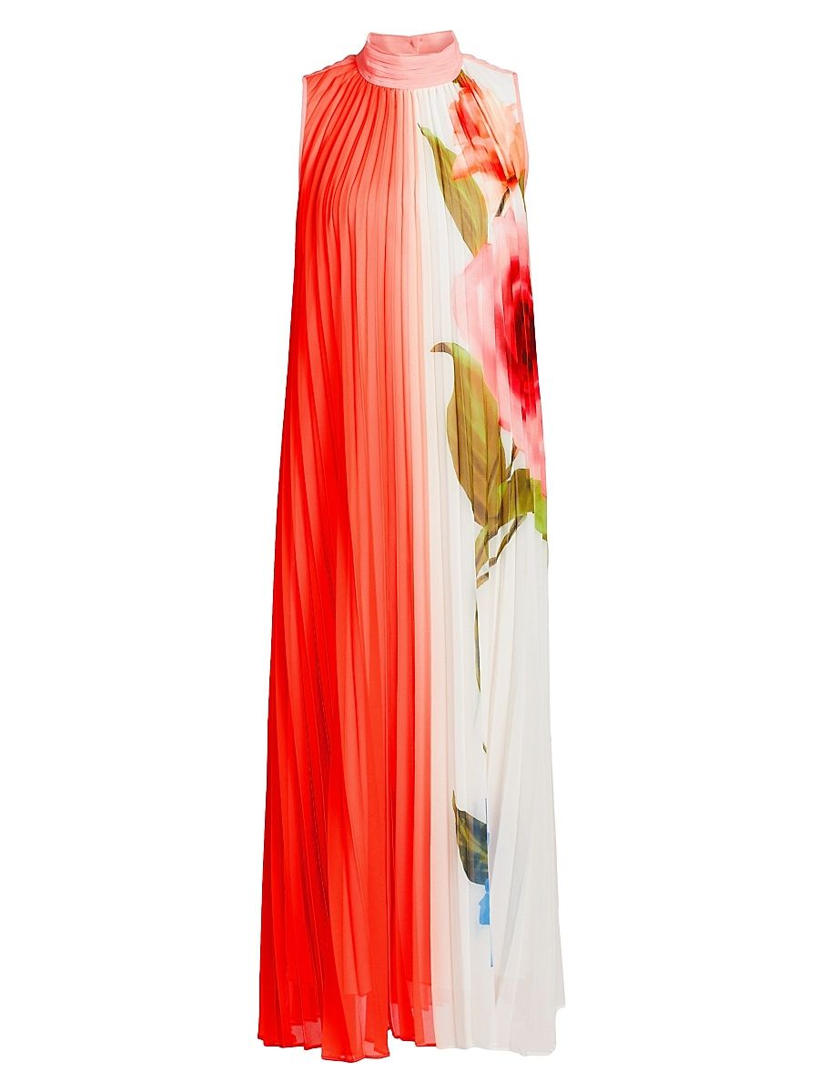 Women's The Reilley Spring Memory Pleated Printed Midi Dress - Spring Memory - Size Medium