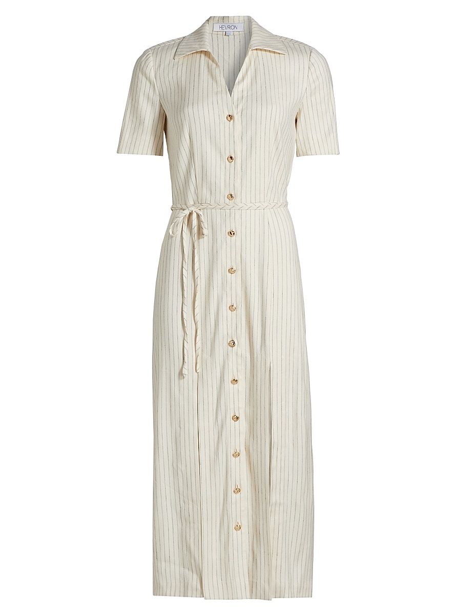 Women's Axel Striped Shirt Midi-Dress - Ivory Navy Stripe - Size 10