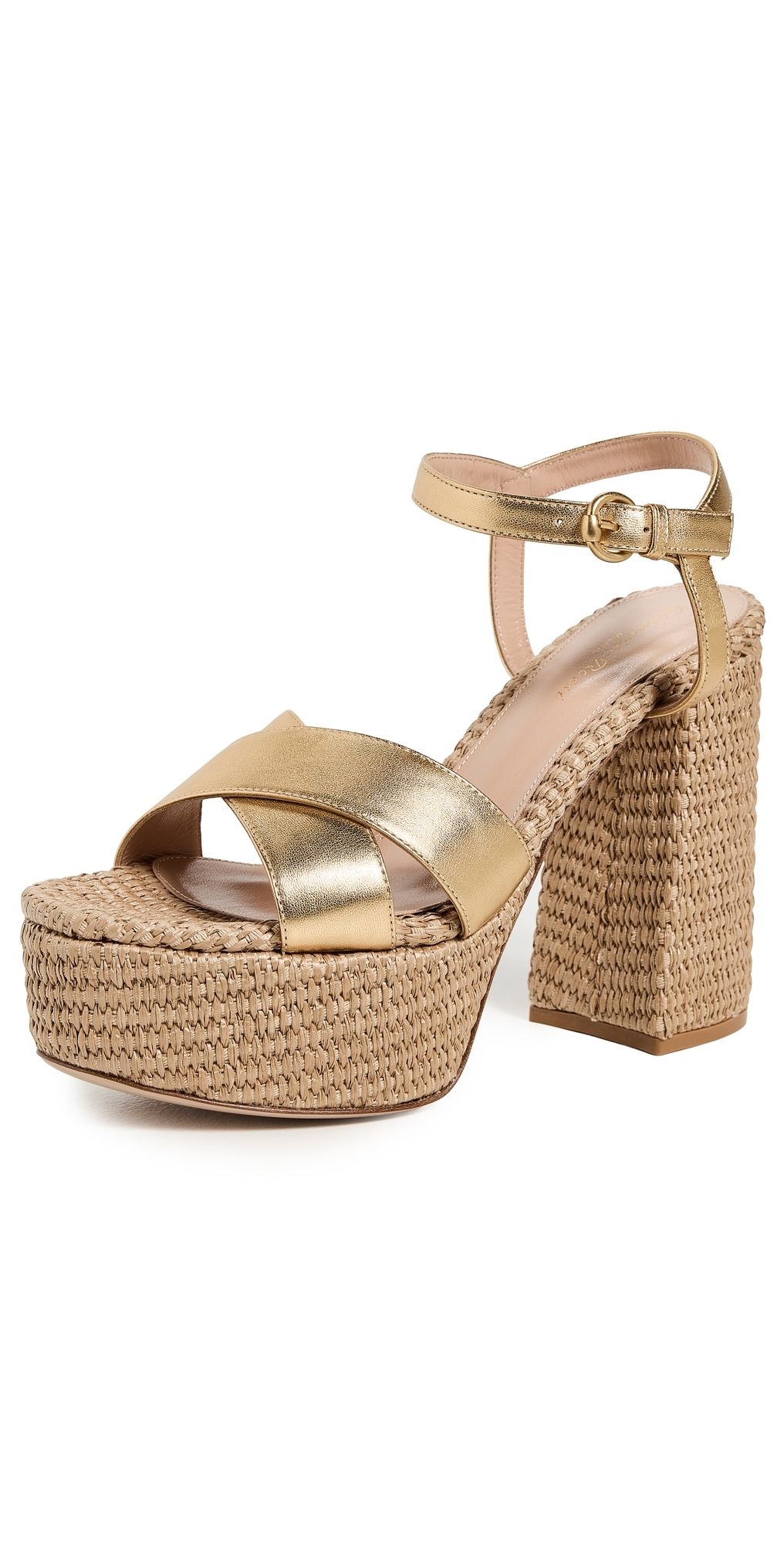 Gianvito Rossi Bebe Nappa Silk Washed Platform Heel Mekong/Naturale 37