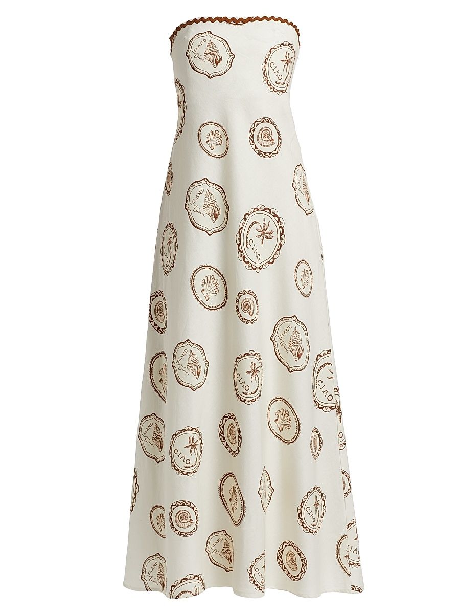 Women's Ciao Shell Linen-Cotton Strapless Maxi Dress - Ciao - Size Medium