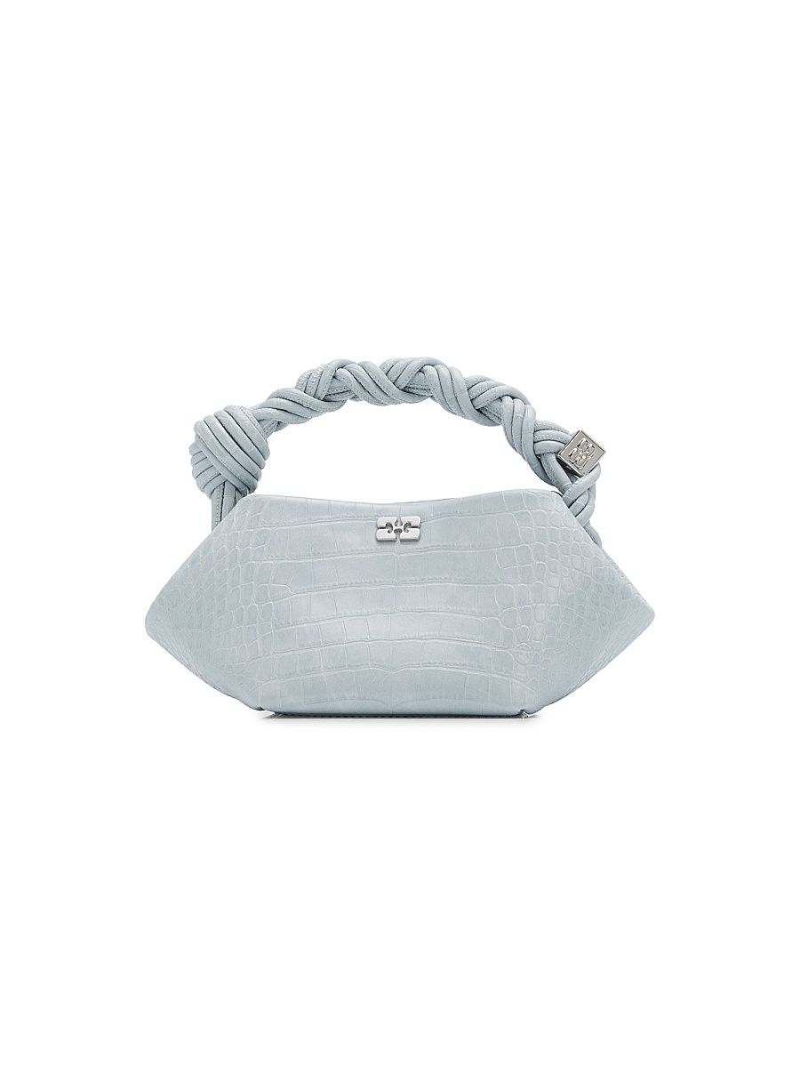 Women's Bou Croc-Embossed Mini Top Handle Bag - Delicate Blue