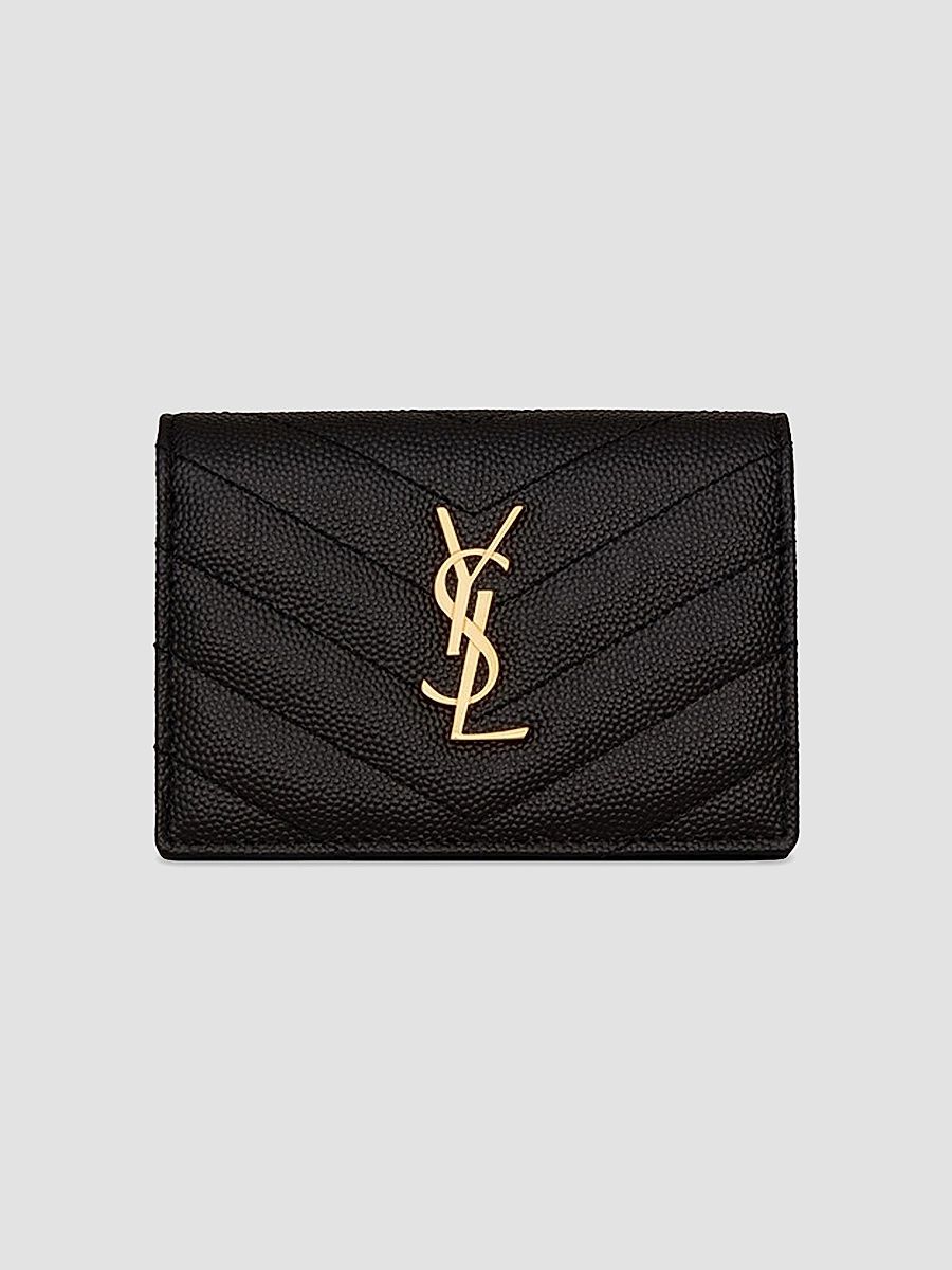 Saint Laurent Women's Cassandre Matelass Business Card Case - Nero