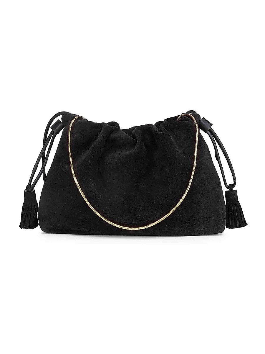 Women's Suede Shoulder Bag - Black