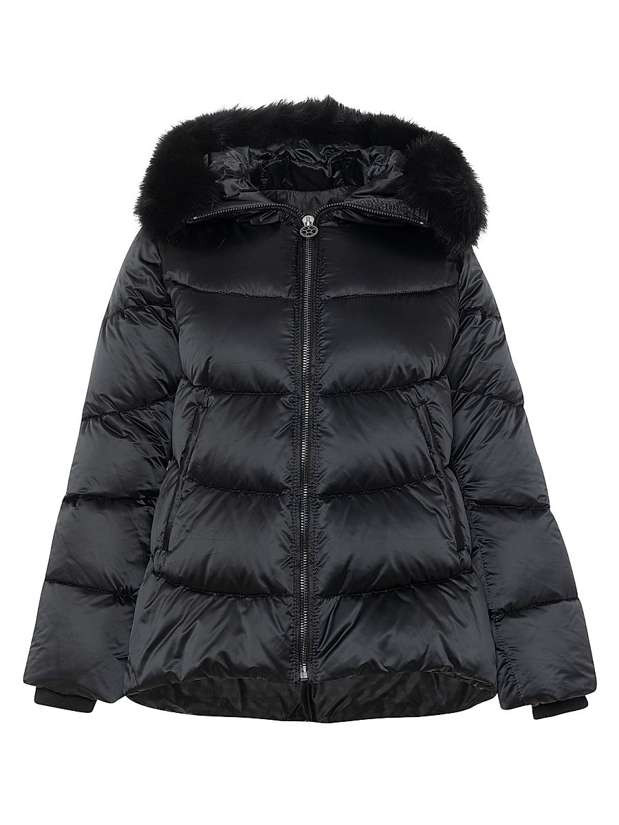 Women's Apres-Ski Jacket with Detachable Toscana Shearling Lamb Hood Trim - Black - Size Small