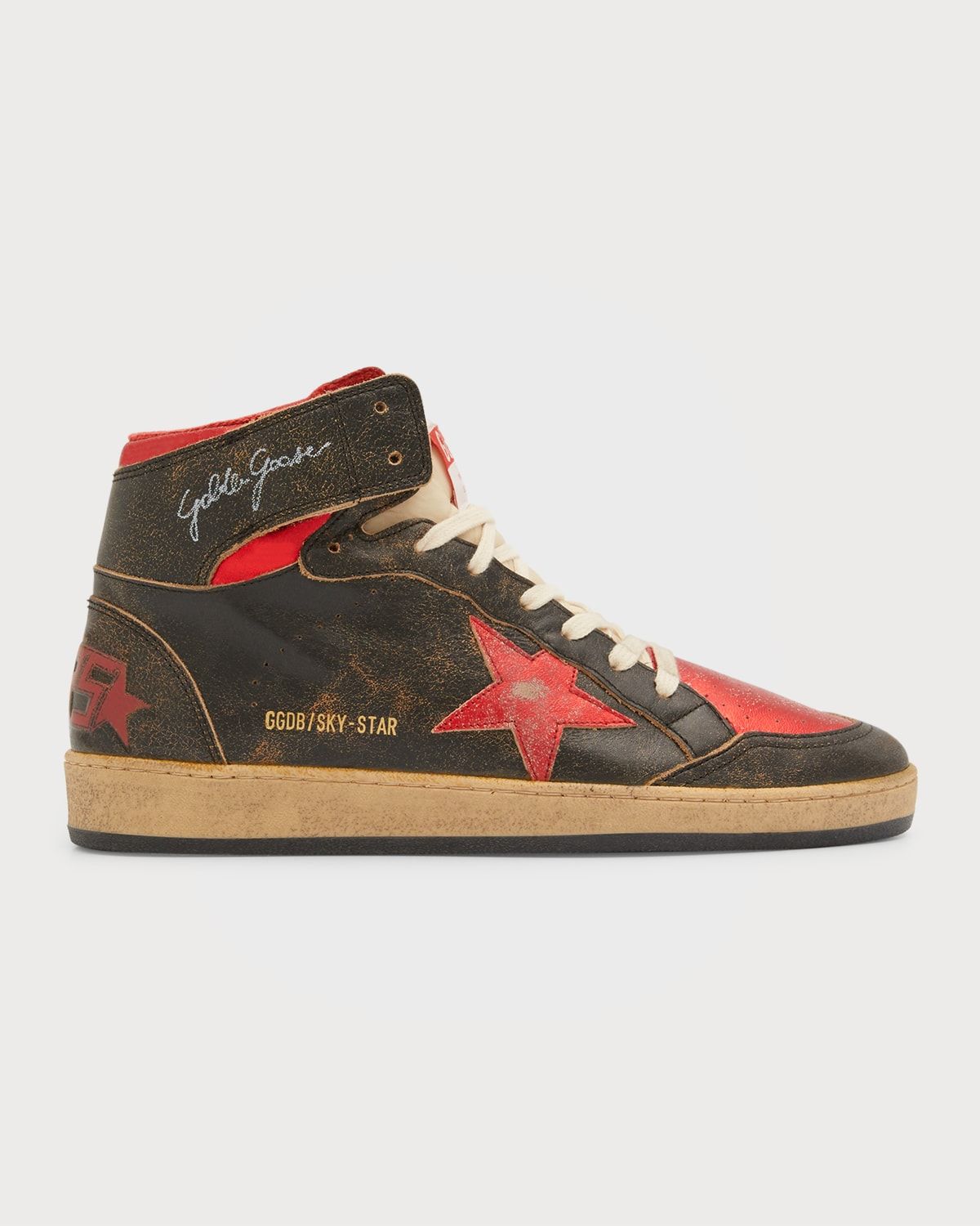 Men & apos;s Sky-Star Distressed Leather High-Top Sneakers