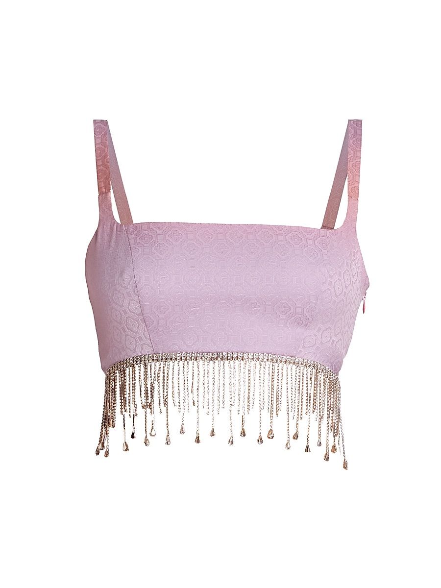 Women's Diamonte Fringe Silk Crop Top - Gradient - Size 0