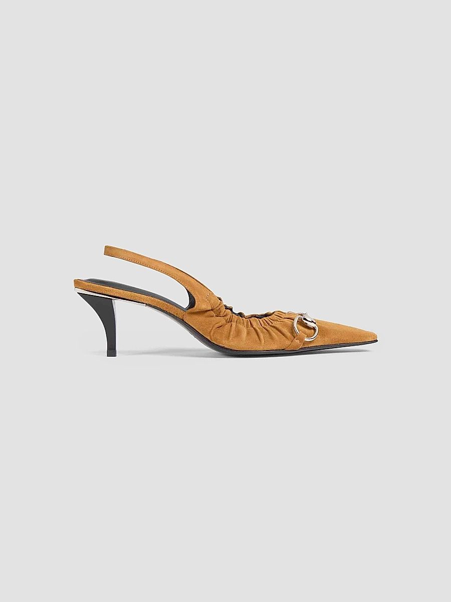 Gucci Women's Hazad 50MM Suede Slingback Pumps - Spiced Brown - Size 5