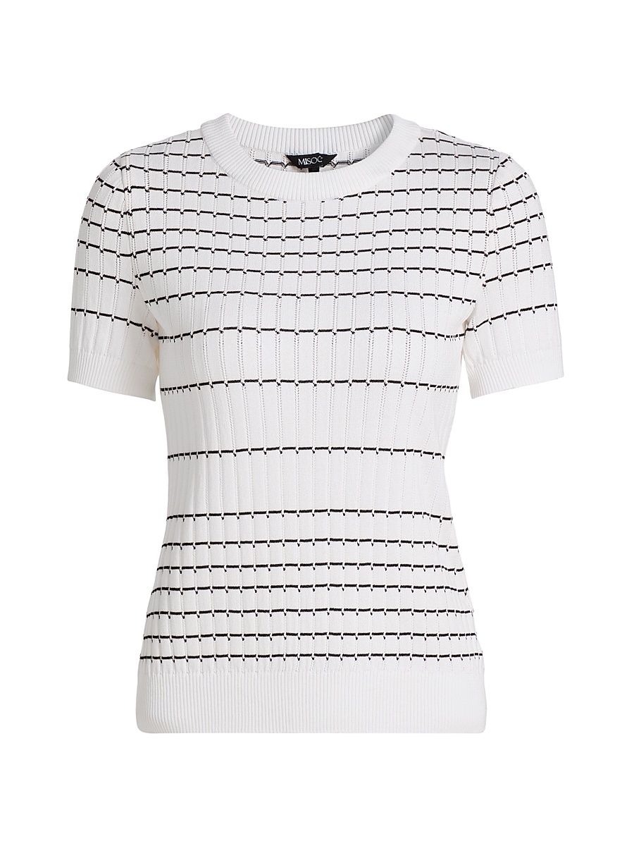 Women's Striped Soft Knit Top - Black White - Size XXL