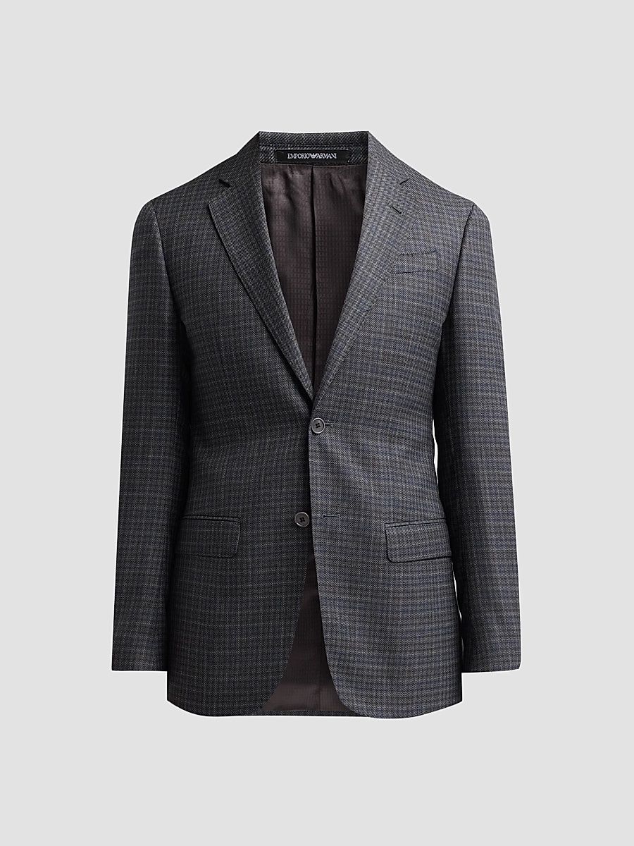 Men's Blur Box Check Wool Sport Coat - Multi Check Pattern - Size 36