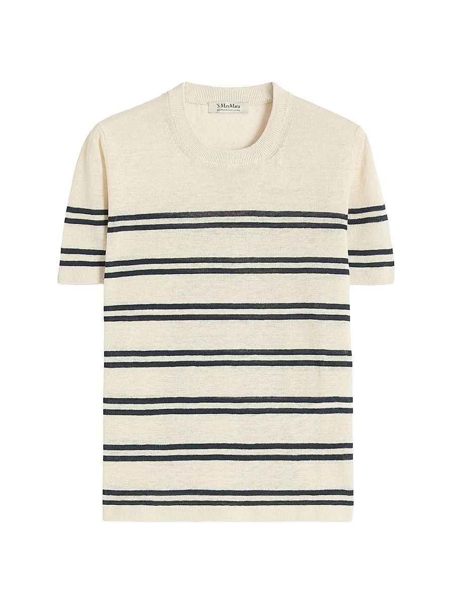 Women's Pure Linen Yarn Sweater - White - Size Small