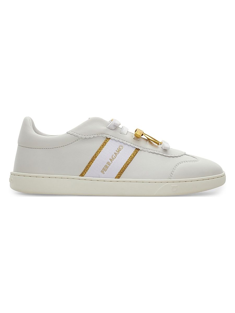 Women's Tamara Logo Low-Top Leather Sneakers - Bianco Ottica - Size 7