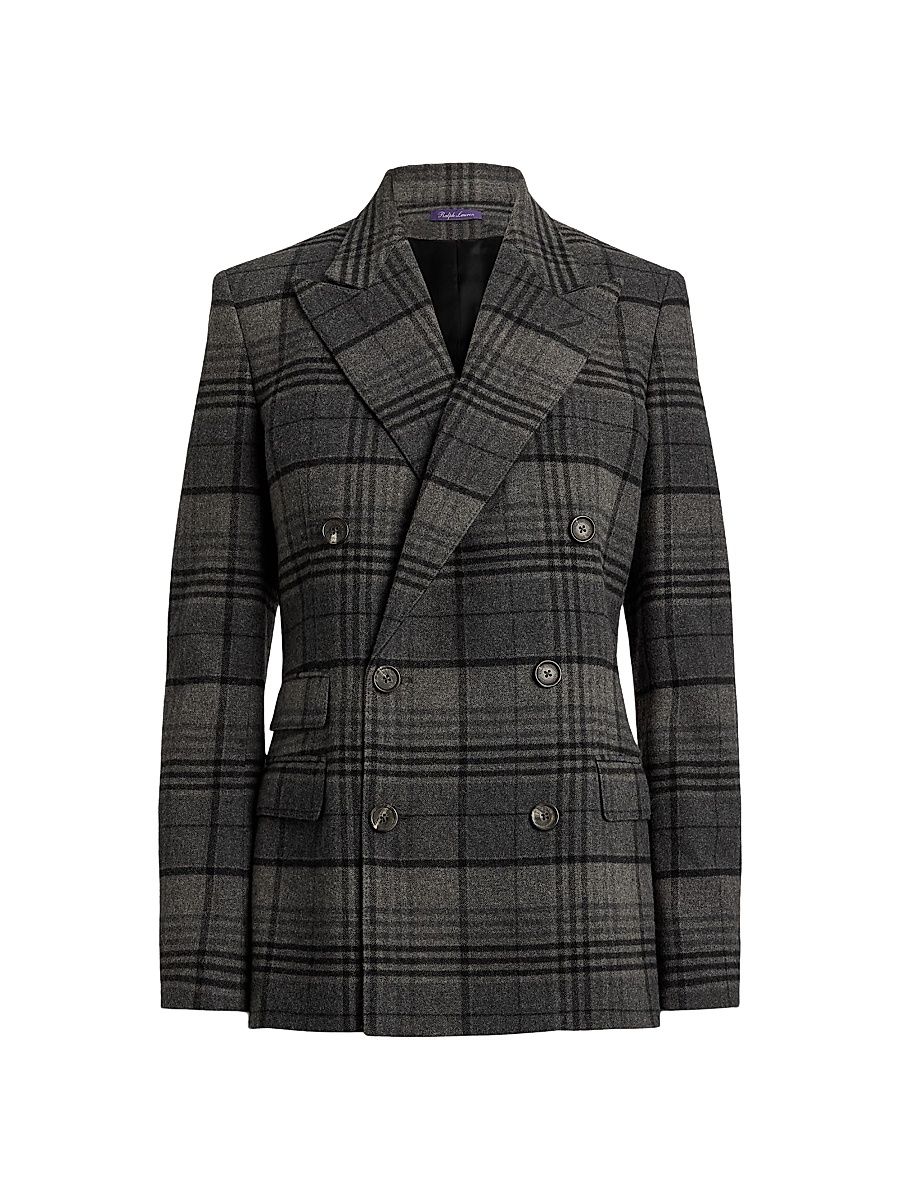 Women's Kent Plaid Wool Jacket - Grey Black - Size 12