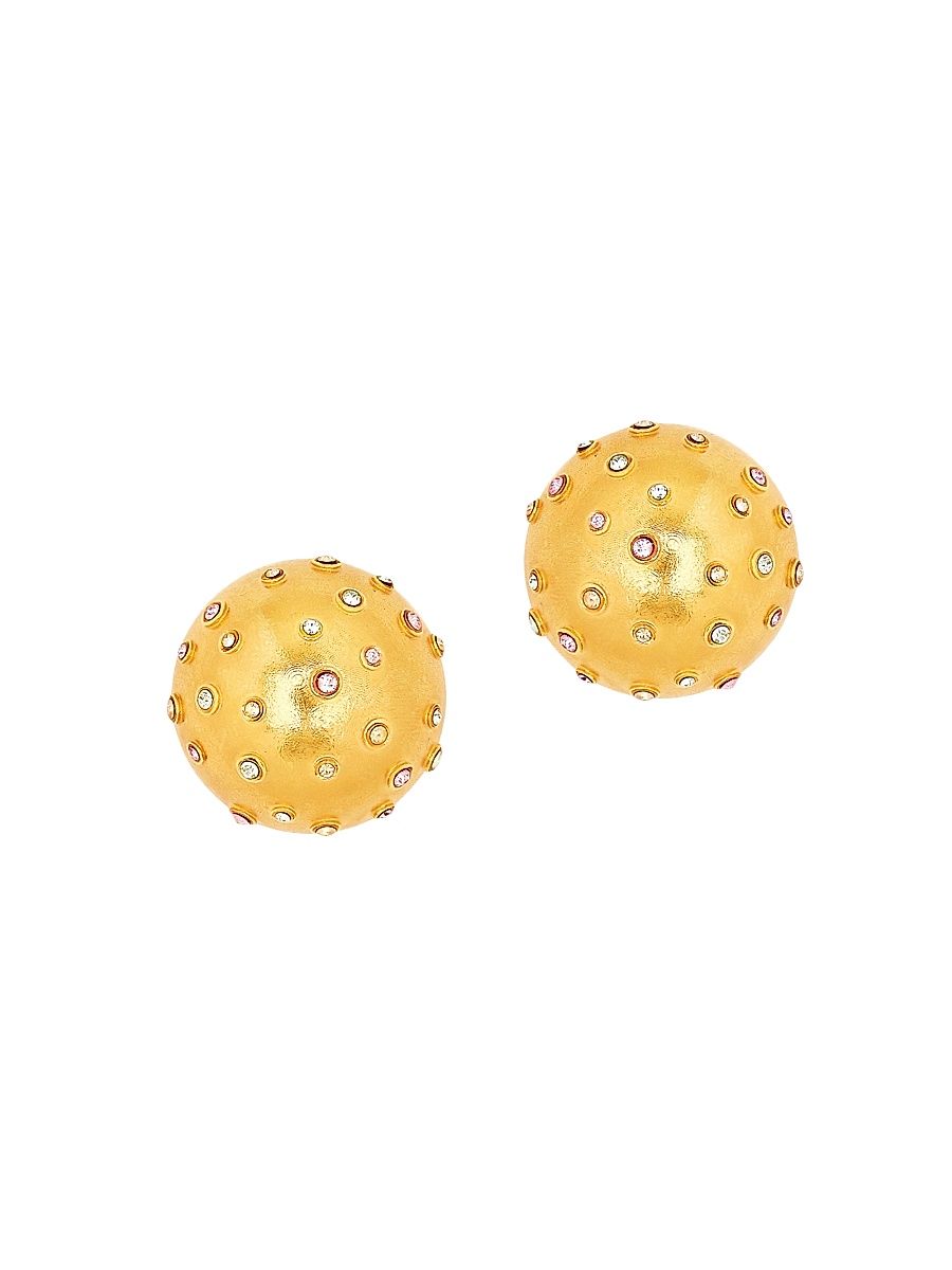 Women's 24K-Gold-Plated & Glass Crystal Spherical Stud Earrings