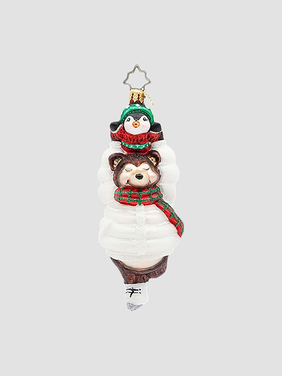 Bearly Skating Glass Ornament