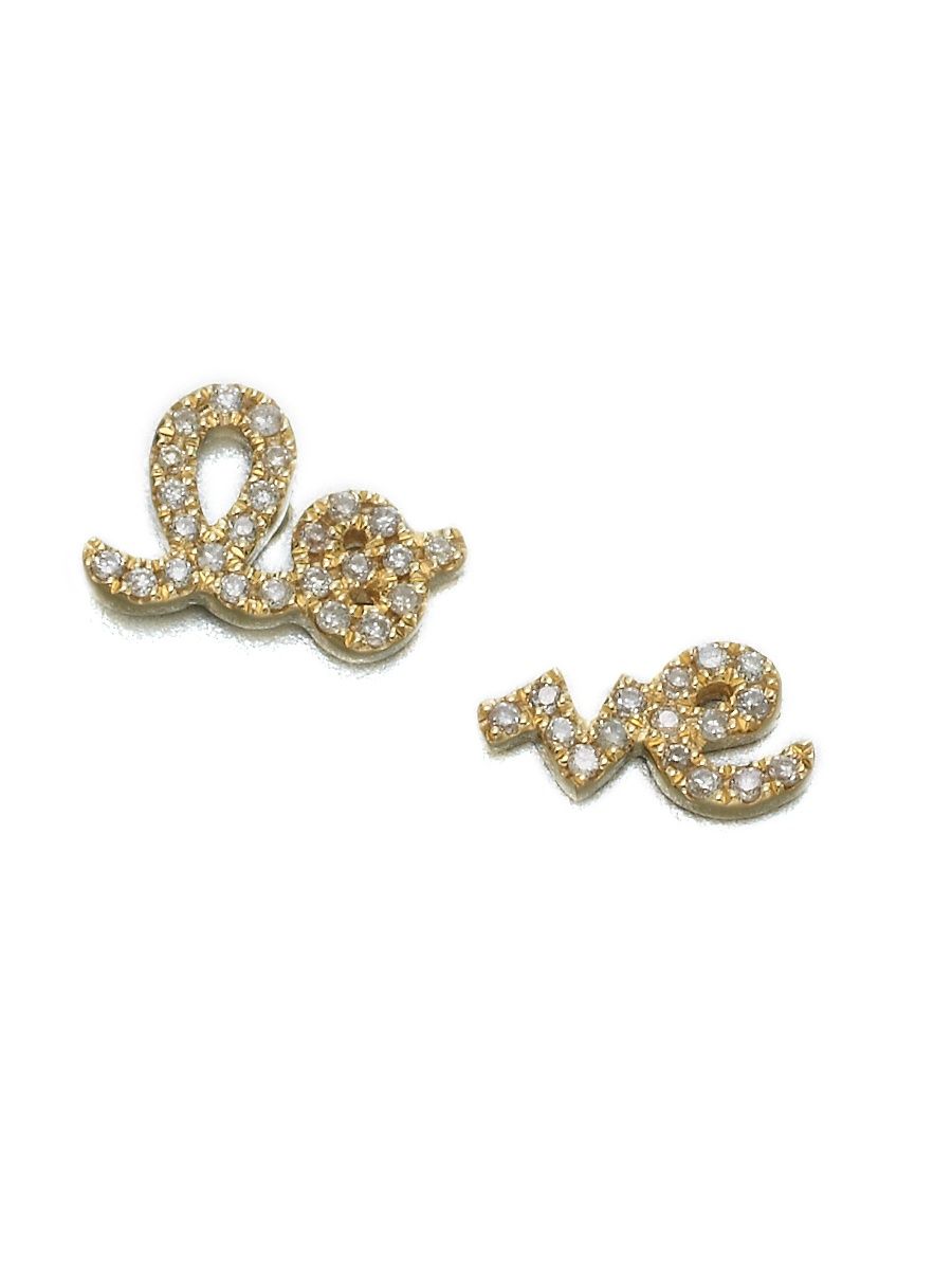 Women's Diamond & 14K Yellow Gold Split Love Stud Earrings - Gold