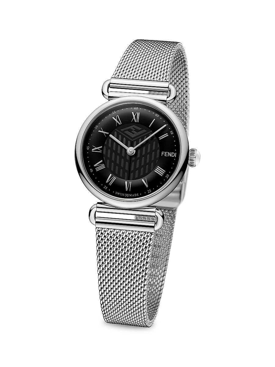 Men's Palazzo Silvertone Stainless Steel Mesh Bracelet Watch - Silver