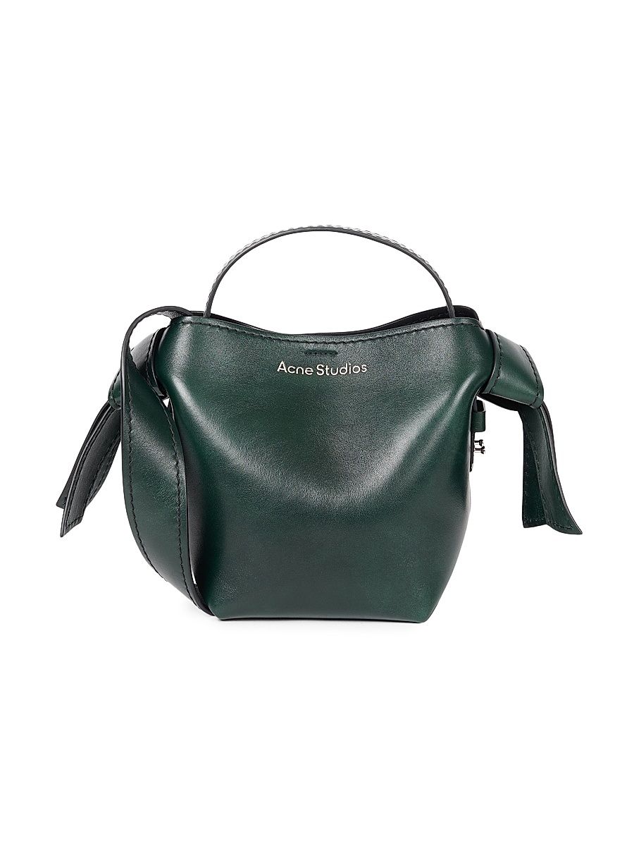 Women's Knotted Leather Top Handle Bag - Olive Green