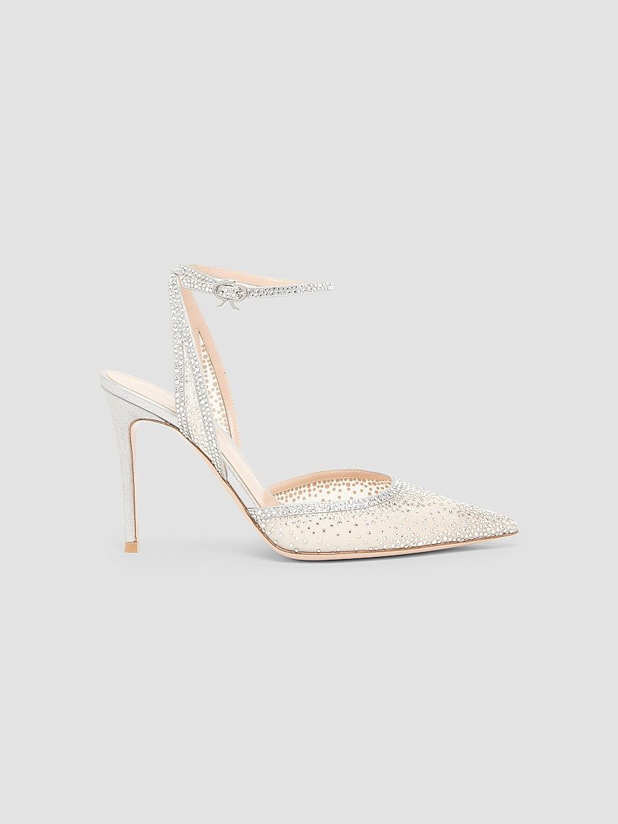 Women's Burma 95MM Embellished Sheer Organza Pumps - Silver - Size 11.5