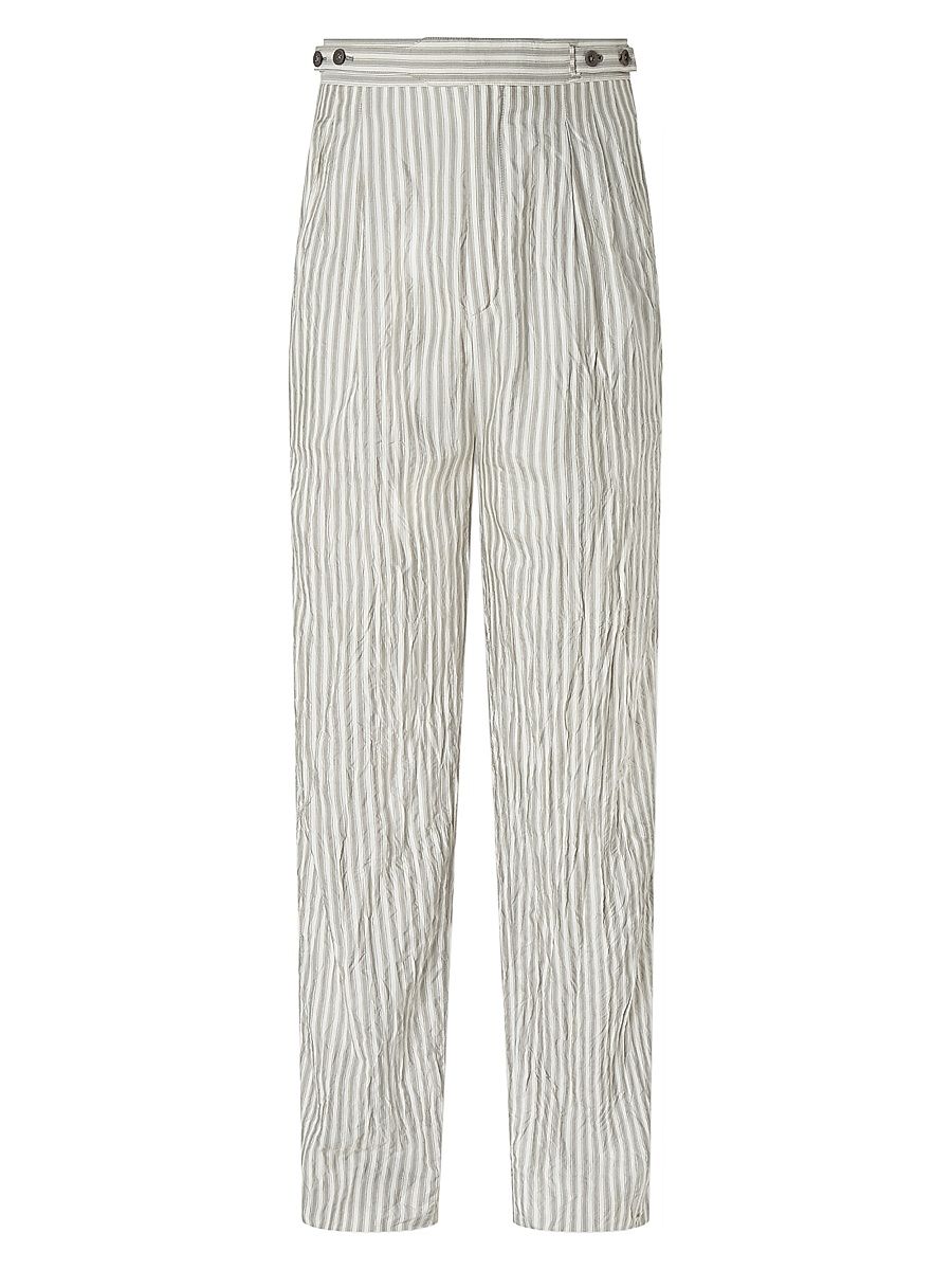 Men's Silk Pants - White Grey - Size 40