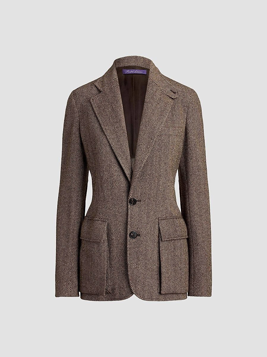 Ralph Lauren Collection Women's Preston II Herringbone Tweed Blazer - Brown - Size 8