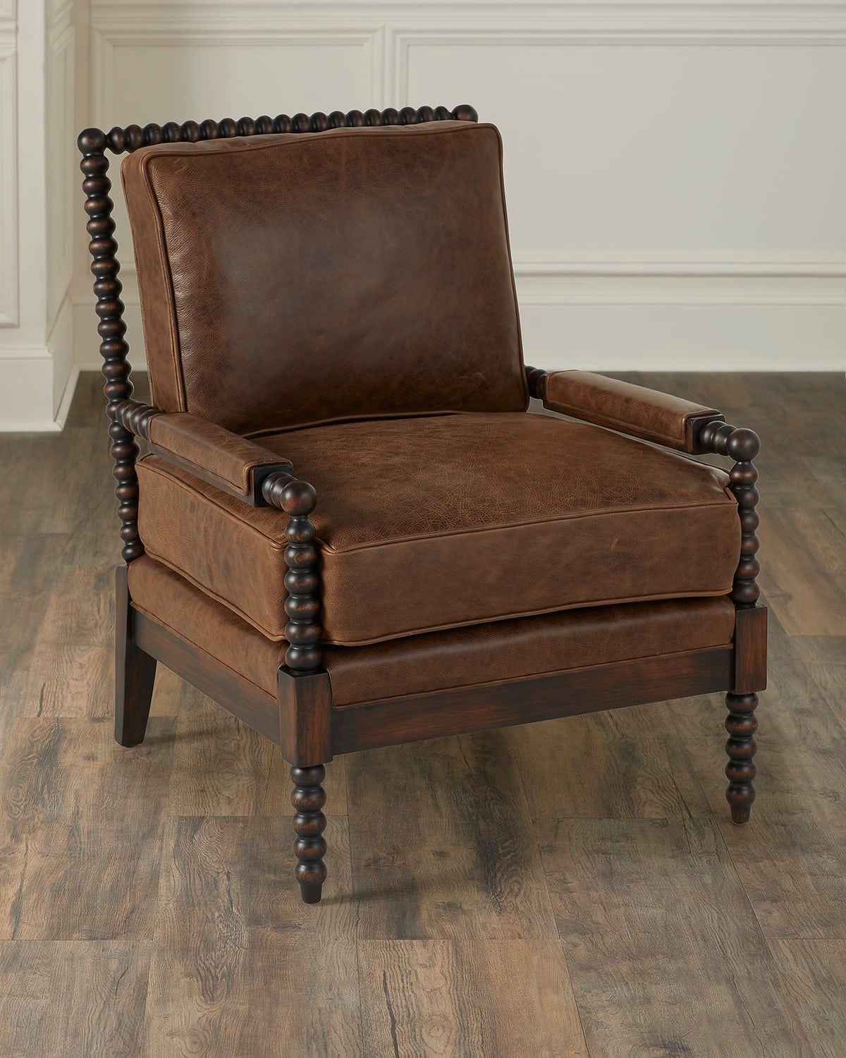 Drew Reversible Leather Spindle Chair