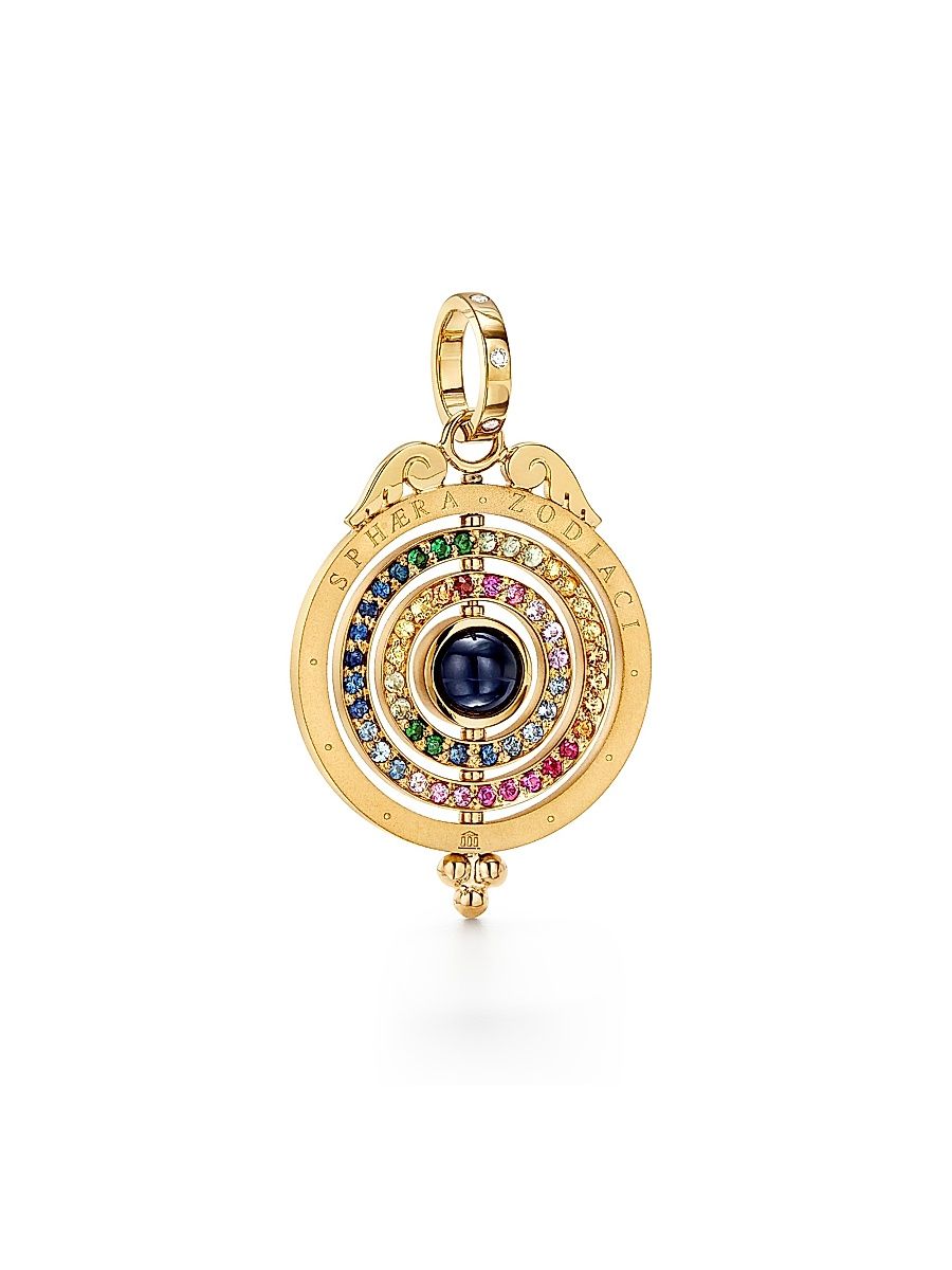 Women's Triple Orbit 18K Yellow Gold, Sapphire & 0.14 TCW Diamond Pendant - Yellow Gold