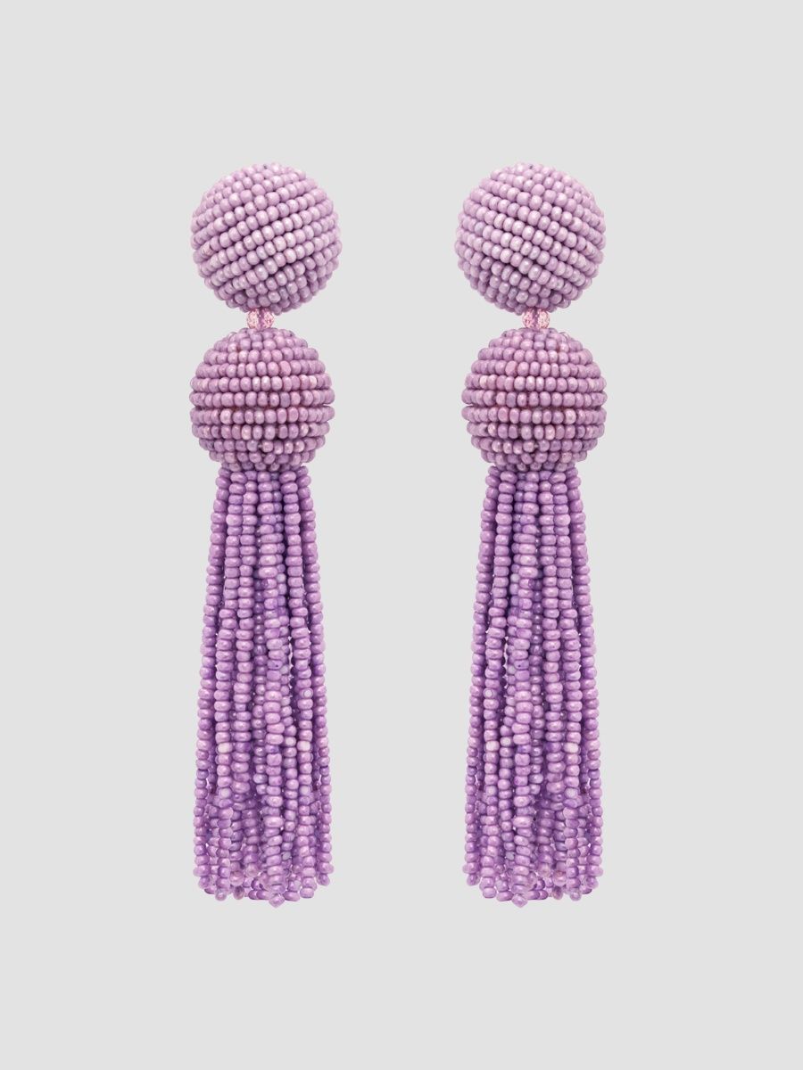 Oscar de la Renta Women's Beaded Tassel Drop Earrings - Lilac