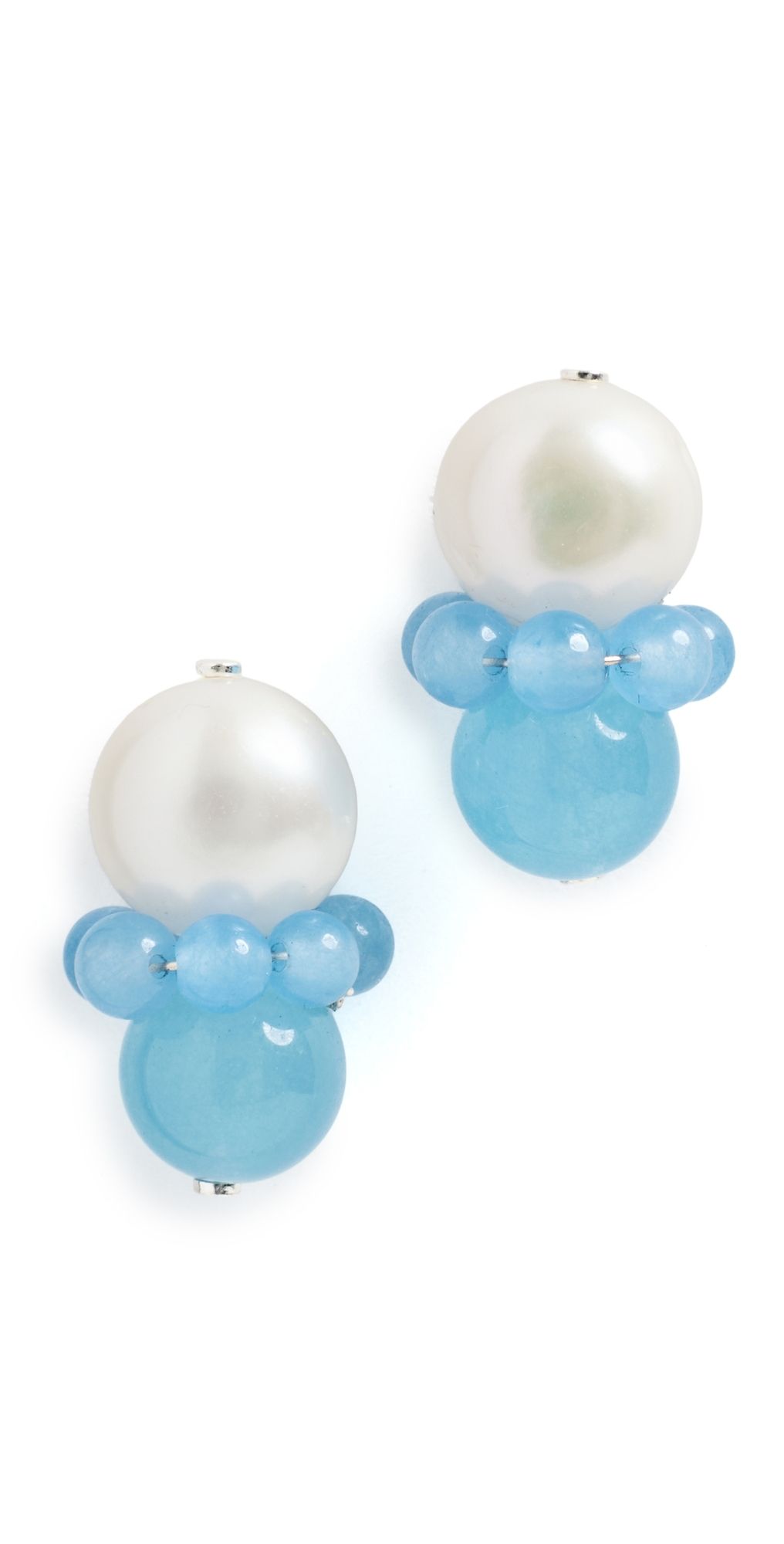 Completedworks Freshwater Pearls Agate Bead Earrings Silver Plated Blue One Size