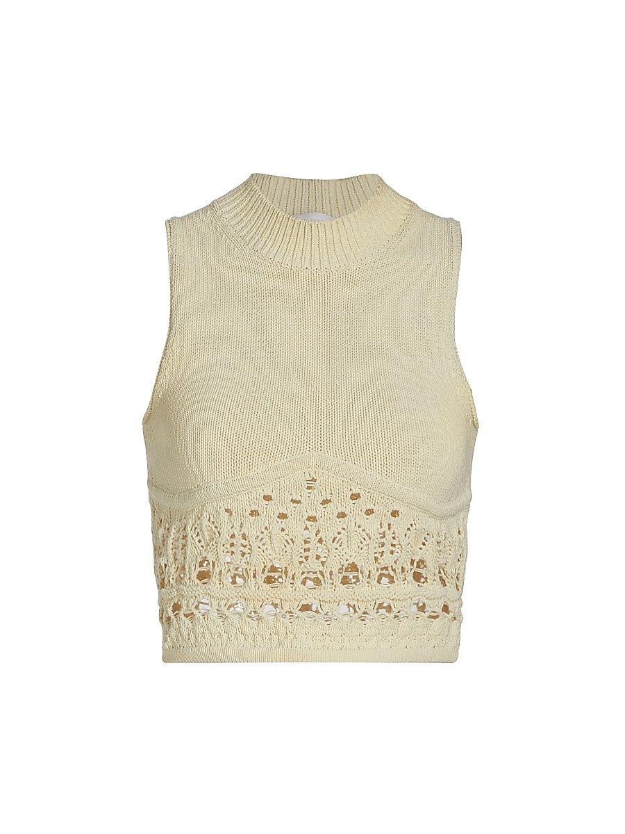 Women's Clarita Macramé Tank Top - Cream - Size XL