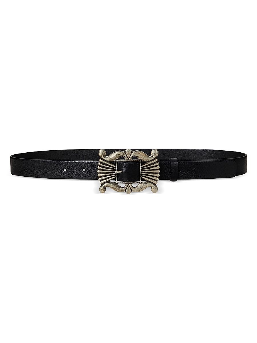 Women's Ralph Lauren x T. Skies Vachetta Leather Belt - Black - Size Large