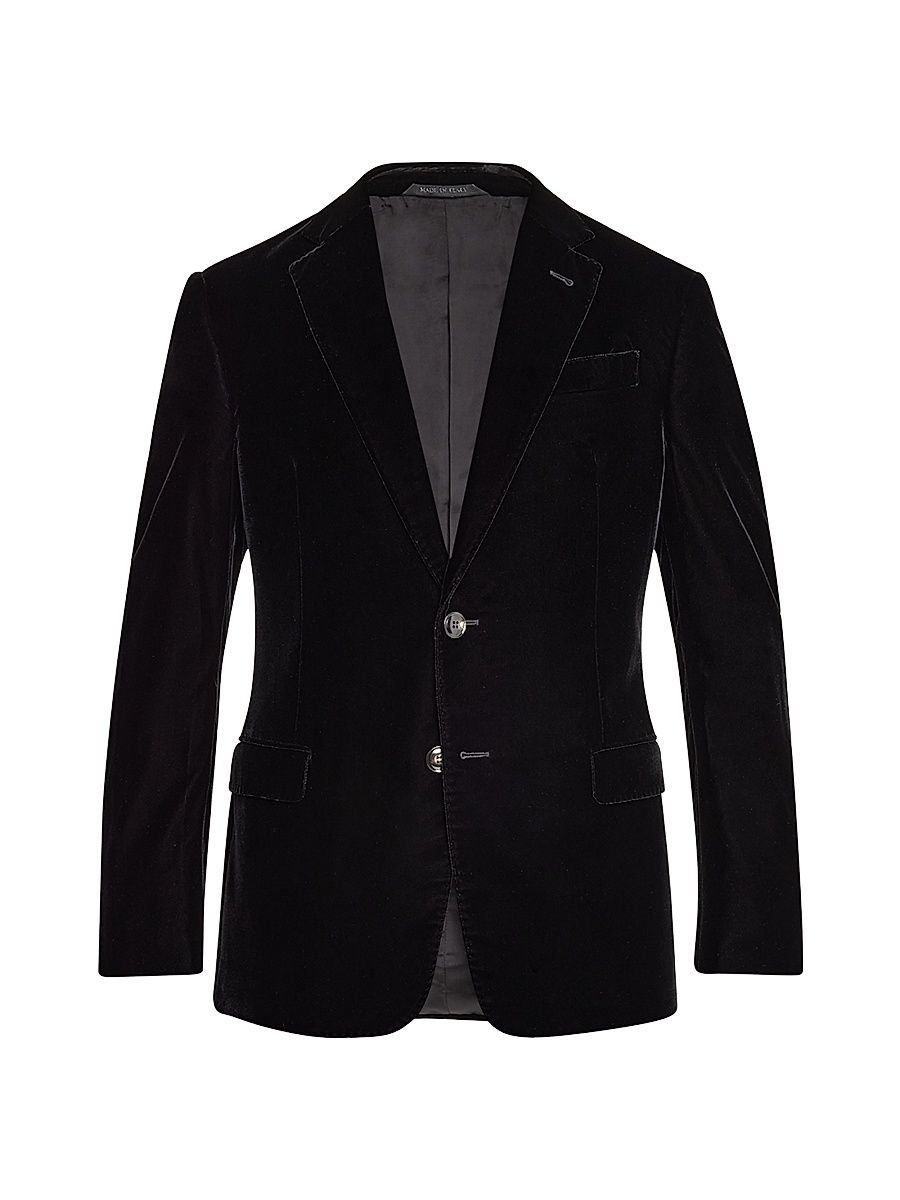 Men's Velvet Single-Breasted Dinner Jacket - Black - Size 42