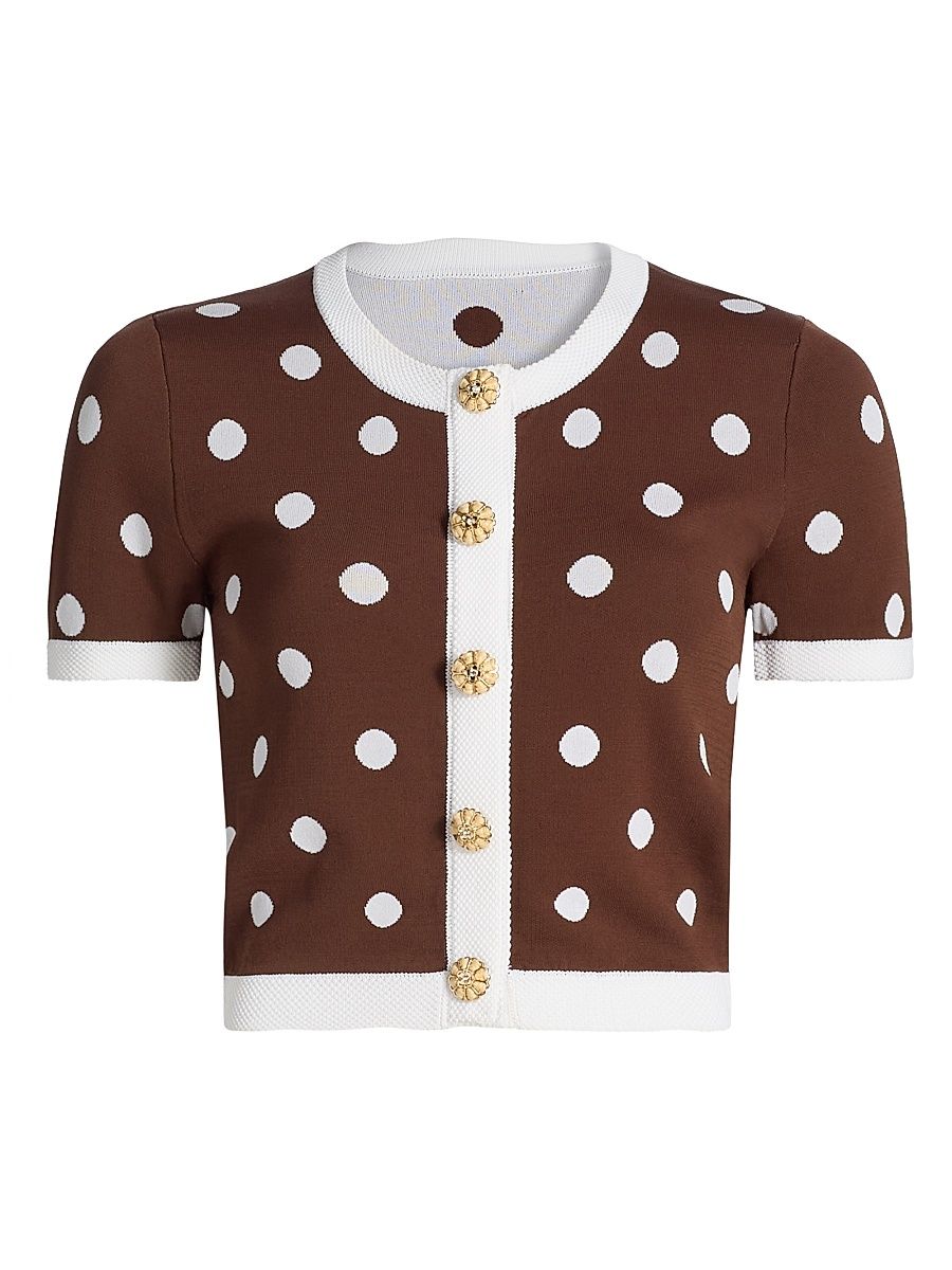 Women's Sona Polka Dot Knit Top - Cocoa Dot - Size Large