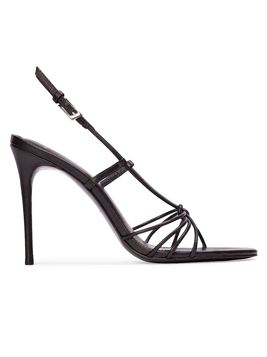 Women's Fern 100MM Leather Sandals - Black Leather - Size 12