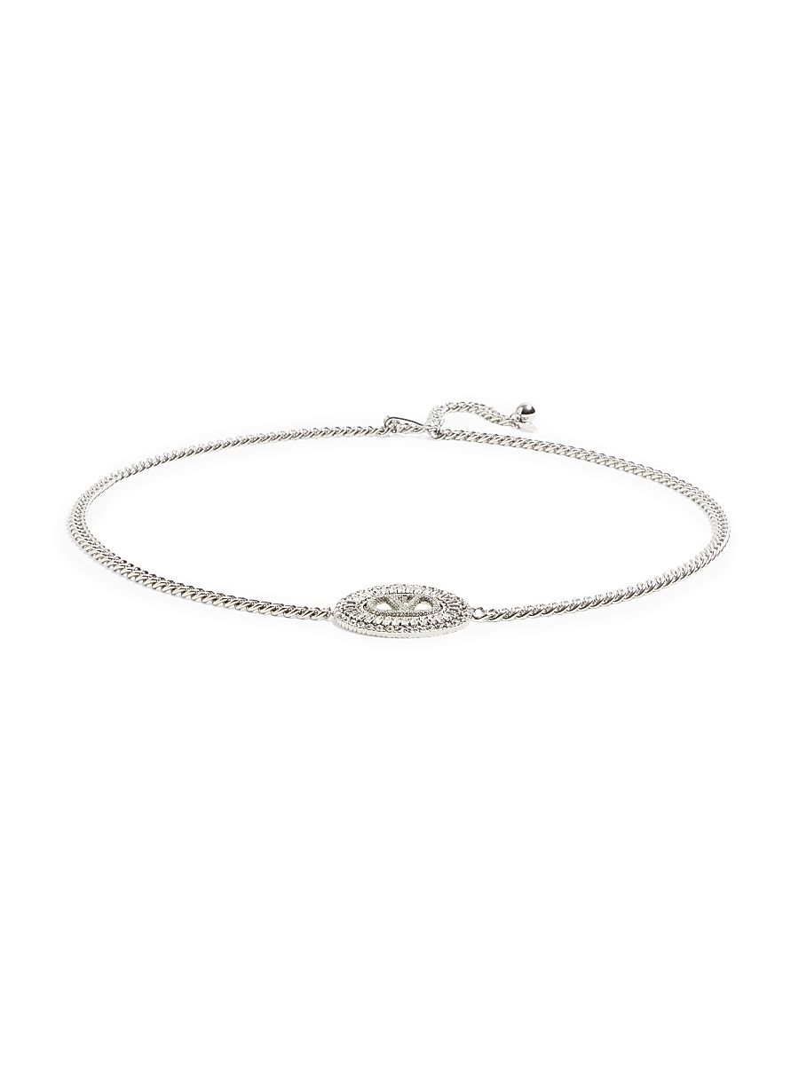 Women's Vlogo Signature Chain Belt with Crystals - Palladium Crystal - Size Medium